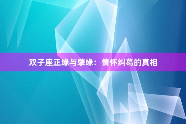 双子座正缘与孽缘：情怀纠葛的真相